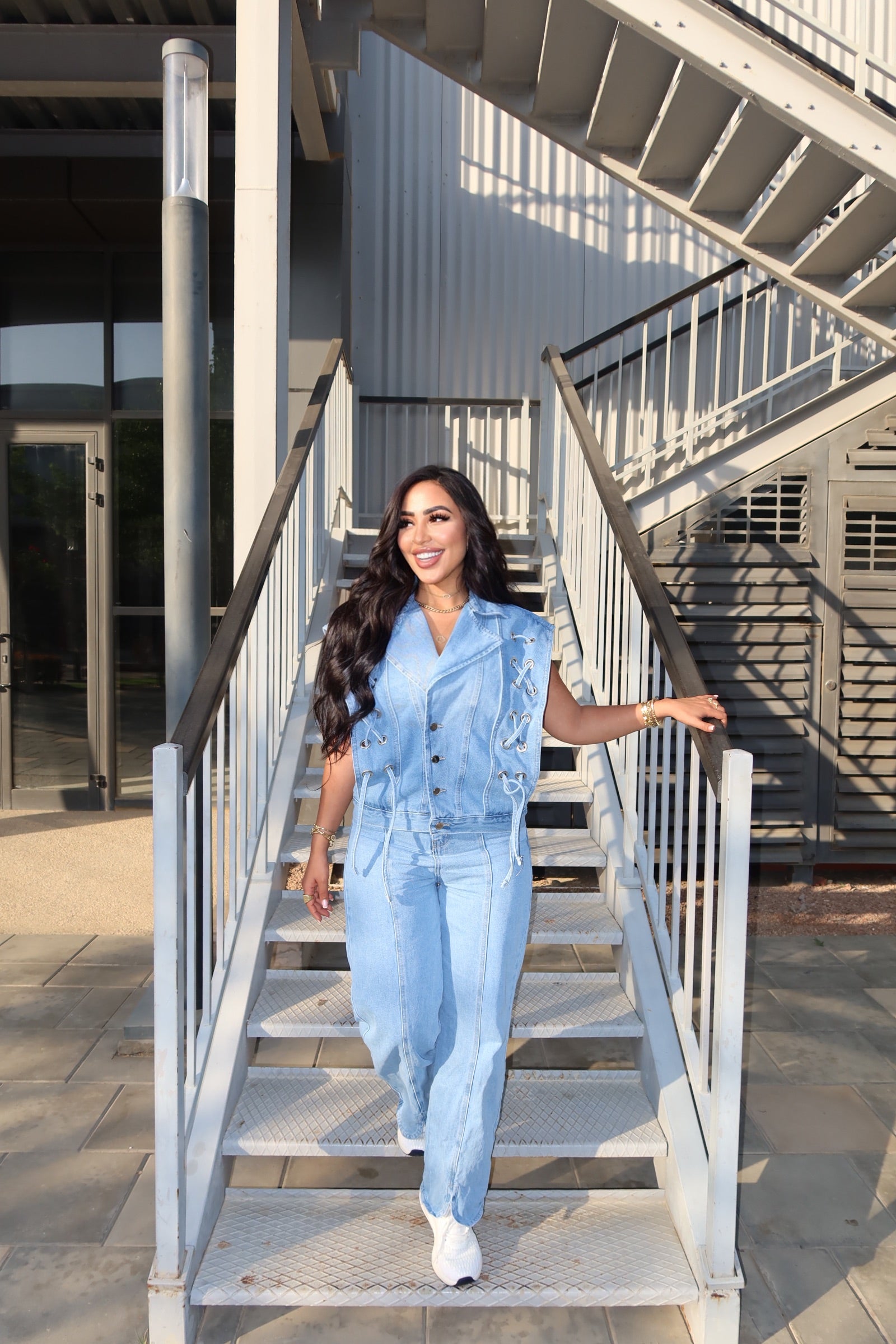 Lace-Up Denim Set